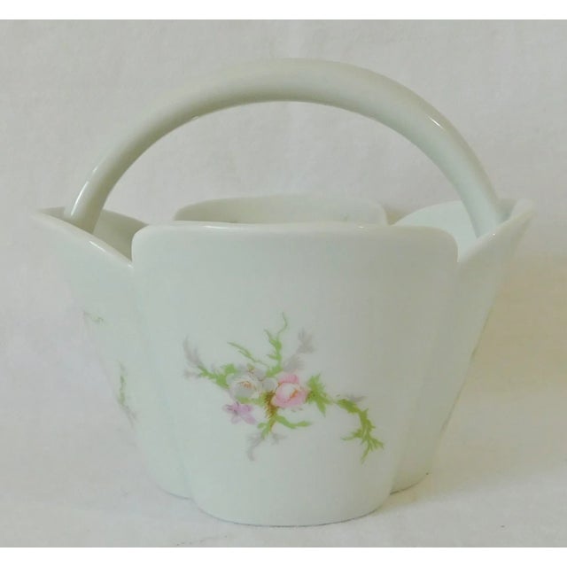 Small Vintage Mid-Century Haviland Limoges France Pink Flowers Porcelain Basket For Sale In West Palm - Image 6 of 9