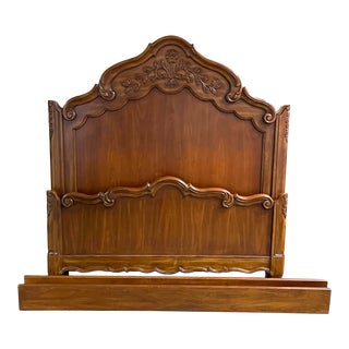 Bernhardt French Style Carved Wood Queen Bed For Sale