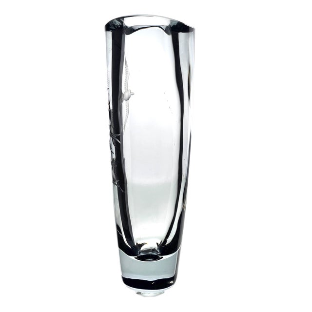 1960s Gerda Strömberg Etched “Birds in Flight” Vase, Signed Strömbergshyttan Sweden For Sale - Image 5 of 11