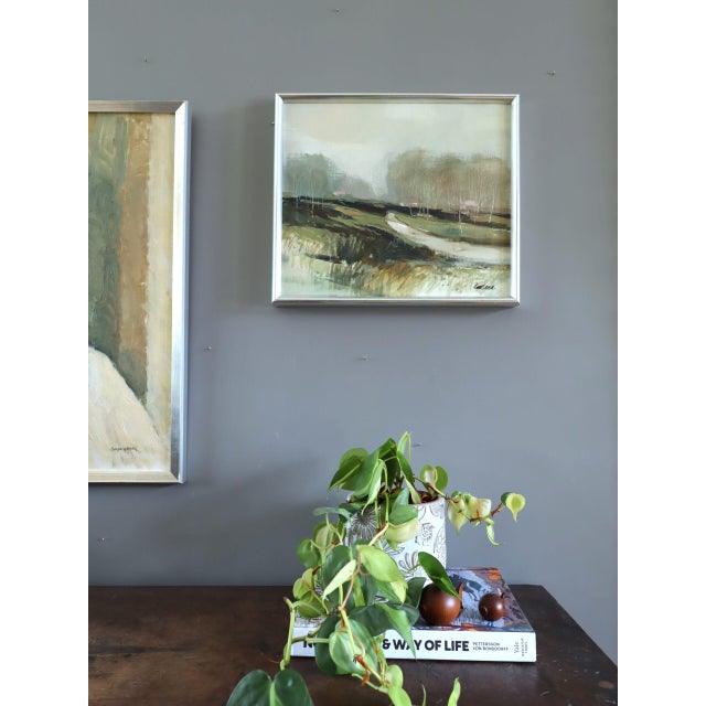 Mid-Century Modern 'A Gentle Path' Vintage Original Mini Landscape Oil Painting, Framed For Sale - Image 4 of 11
