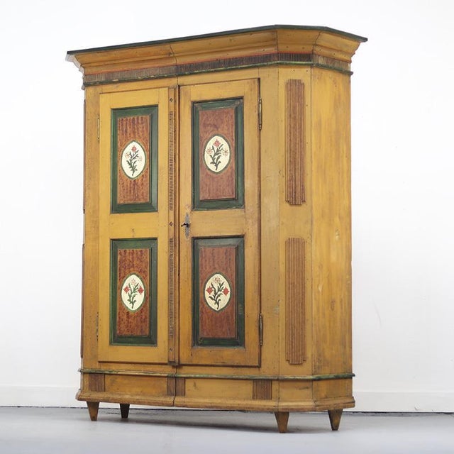 Rustic Farmhouse Painted Folk Art Bridal Cabinet For Sale - Image 4 of 15