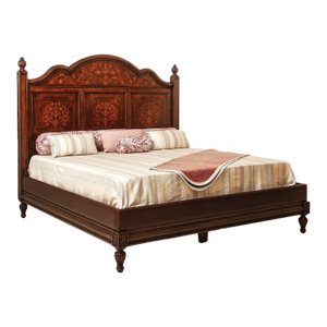 Italian Walnut Eastern King Bed With Leather Upholstery
