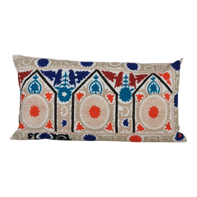 Suzani Lumbar Pillow Cover 24'' X 43'' For Sale