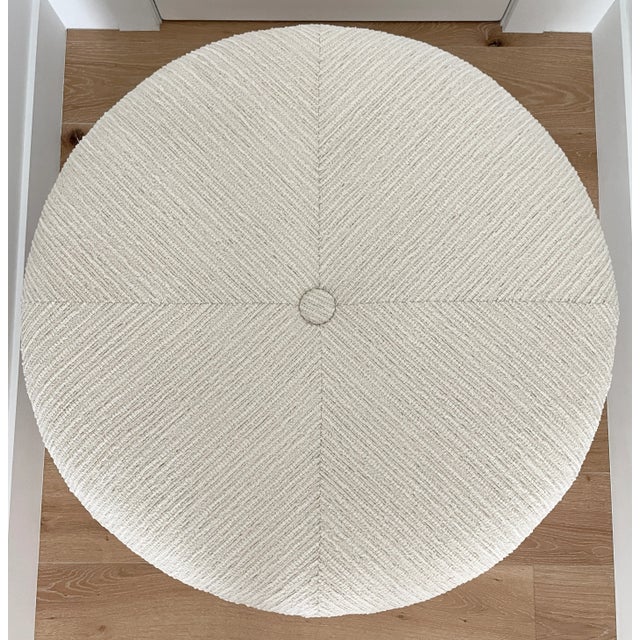 Mid-Century Modern Large 1970’s Circular Ottoman on Casters For Sale - Image 3 of 7