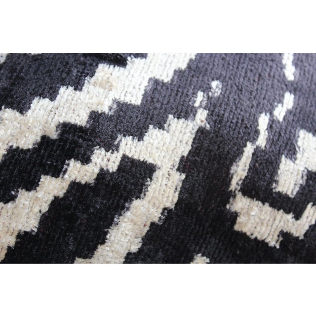 Black Contemporary Silk Velvet Ikat Pillow Cover Bohemian Pillow For Sale - Image 8 of 10