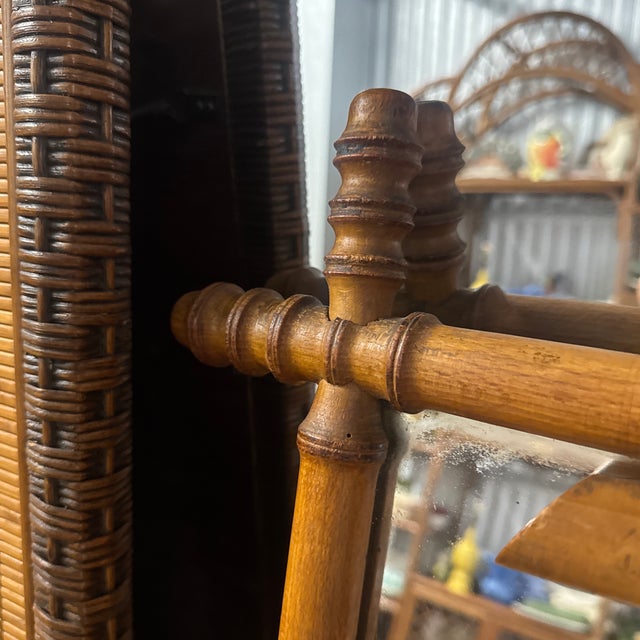 Antique French Faux Bamboo Carved Wood Wall Mirror — Hollywood Regency Chinoiserie For Sale In Miami - Image 6 of 9