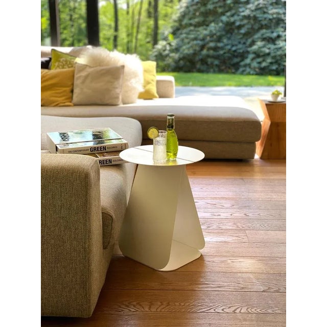 Gold Youmy Round White Side Table by Mademoiselle Jo For Sale - Image 8 of 13