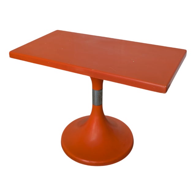 Vintage Space Age Orange Pedestal Table by Finžgar & Zorman for Meblo, Former Yugoslavia, 1970s For Sale
