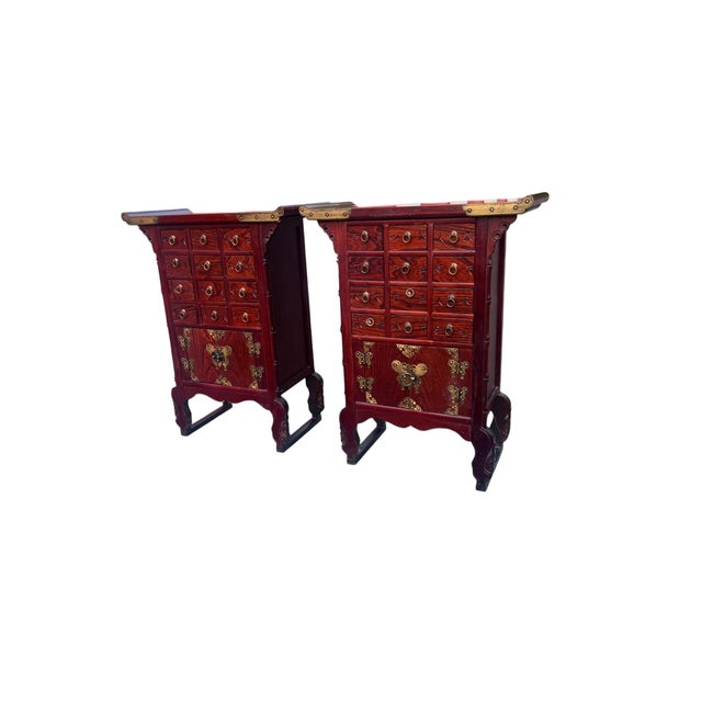 Mid 20th Century Mid 20th Century Asian Apothecary Cabinets a Pair For Sale - Image 5 of 13