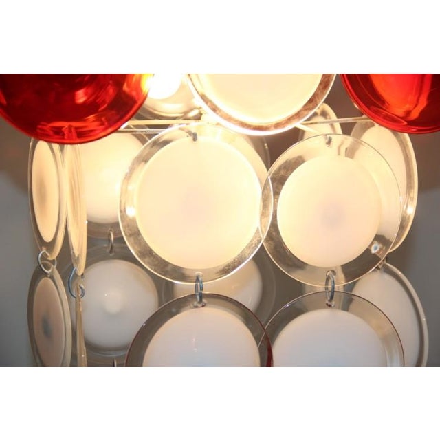 Red & White Chandelier from Vistosi, 1960 For Sale - Image 4 of 10