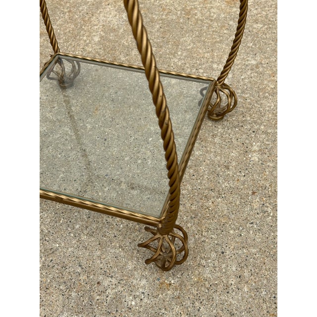 Hollywood Regency 1970s Vintage Hollywood Regency Gold 3 Tier Rope Etagere For Sale - Image 3 of 6