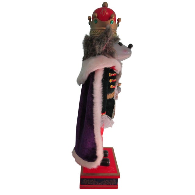 Mouse King Nutcracker 24 Tall No Box Guc Wood Faux Fur For Sale - Image 4 of 7