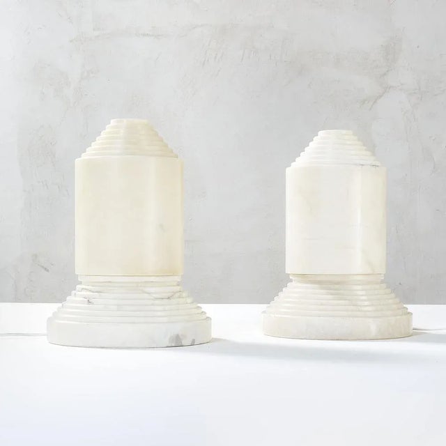 White Marble Table Lamps attributed to Sergio Asti, 1970s, Set of 2 For Sale - Image 6 of 6