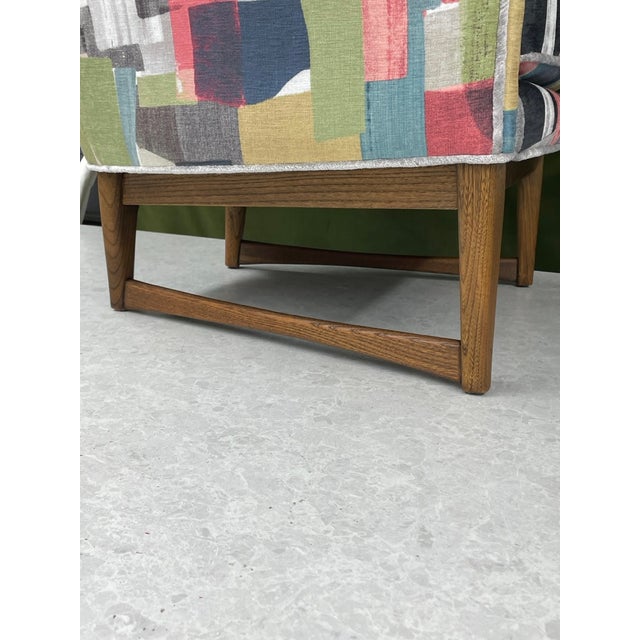 Wood 1950s Attributed to Lawrence Peabody for Richardson Nemschoff Horseshoe Armchair Reupholstered For Sale - Image 7 of 8