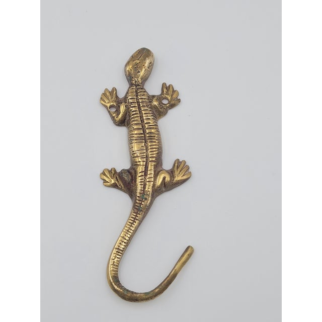 Mid 20th Century Solid Brass Lizard Wall Hook For Sale - Image 4 of 11