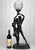 - 1980’s Neo-Art Deco Figural Nude Man & Women Lamp - Metal Base with Original Matte Black Finish - Original Frosted Glass...