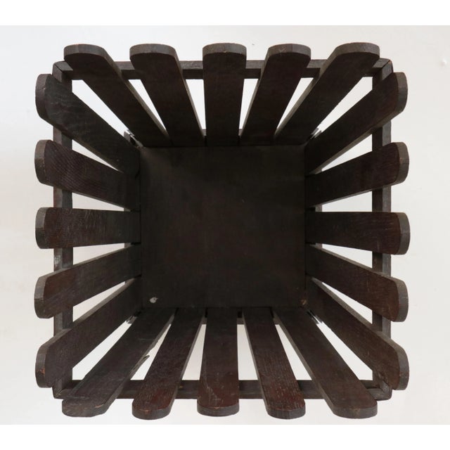 Early 20th Century Arts & Crafts Mission Style Wood Slat Wastebasket For Sale - Image 5 of 8