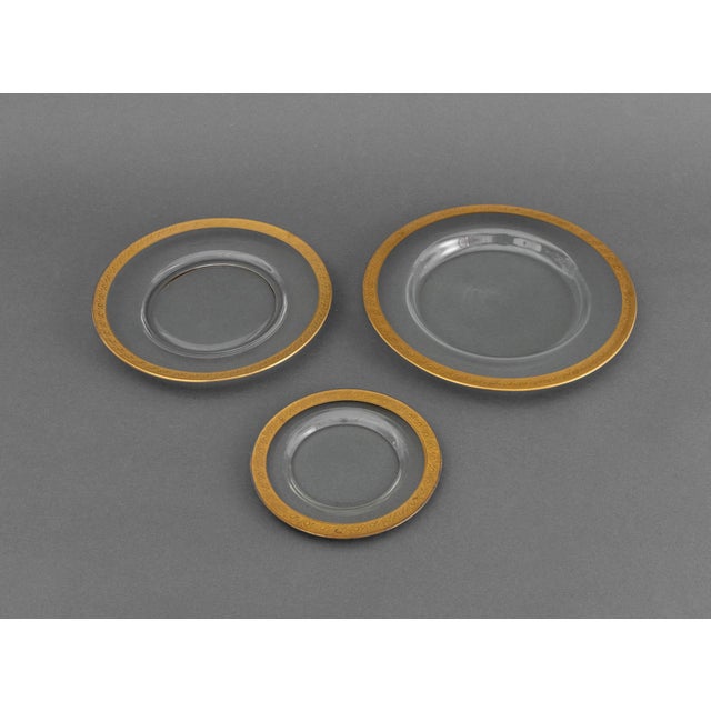 Transparent Modern Gilt Encrusted Glass Plates, 12 For Sale - Image 8 of 8