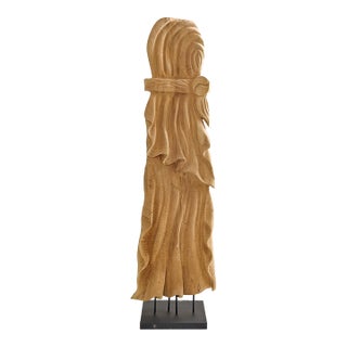The Vintage Monumental Carved Curly Maple Drapery Sculpture- Artist Uknown For Sale