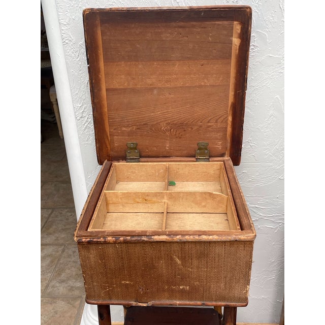 19th Century English Bamboo Sewing Box Side Table W Flared Legs For Sale In Boston - Image 6 of 14