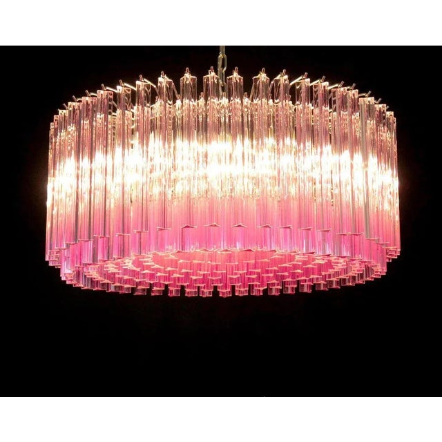 Metal Triedri Glass Chandelier with 265 Pink Prisms For Sale - Image 7 of 13