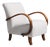 20th Century Czech Republic Warm Ivory Boucle Bentwood-Arm Lounge Chair For Sale