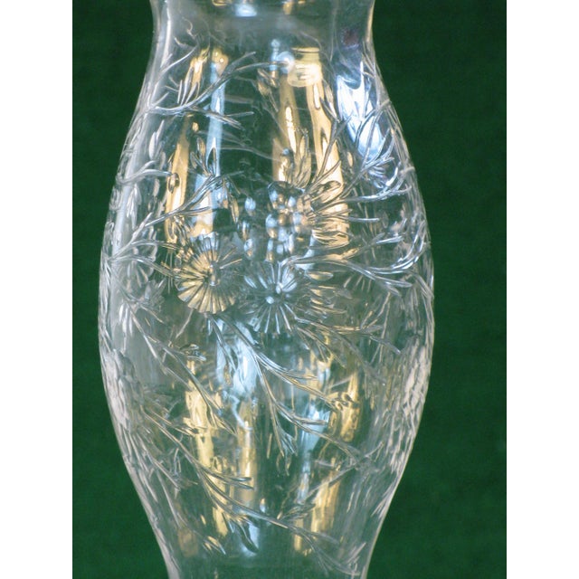 Glass Antique Vase Webb Engraved Cut Glass Art Nouveau 1850-1899 For Sale - Image 7 of 9