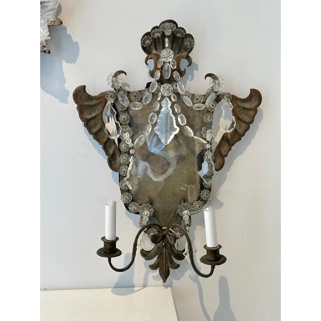 Set of Four Venetian Mirrored Two Arm Sconces or Wall Lights. Beautifully hand wrought in Baroque Style. Two arm. Newly...