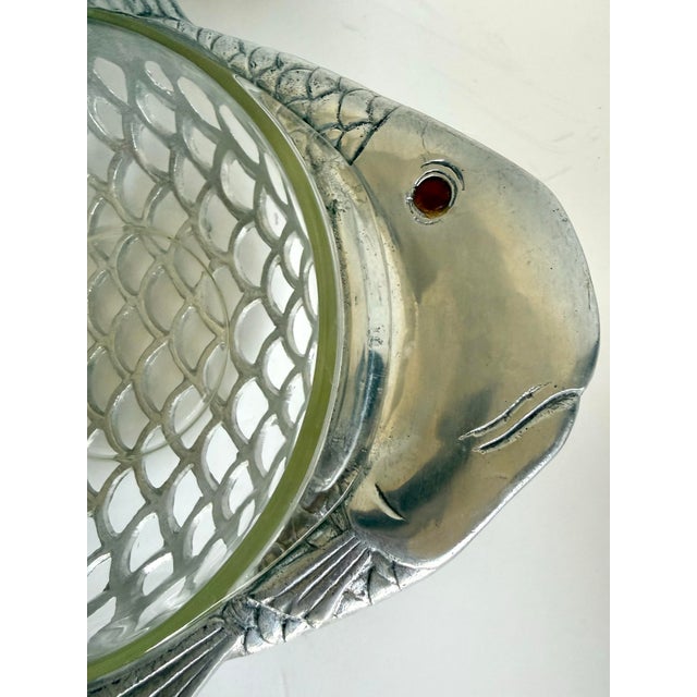 Arthur Court 1981 Arthur Court Figurative Fish Serving Bowl With Pyrex Glass Insert For Sale - Image 4 of 11