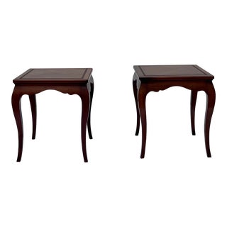Henredon French Provincial Style Walnut Side Tables Pair For Sale