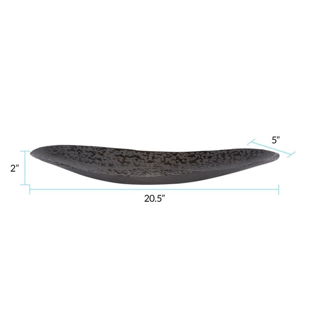Black Chiseled Texture Black Iron Elongated Tray- Small For Sale - Image 8 of 10
