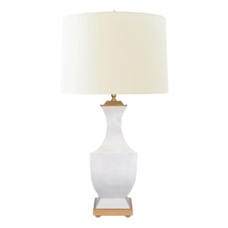 Matthew Izzo Home Gina Handpainted Pink Strokes Metal Tole Table Lamp With Cream Silk Shade For Sale