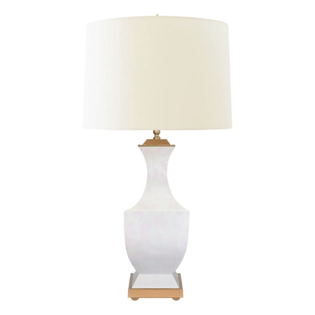 Matthew Izzo Home Gina Handpainted Pink Strokes Metal Tole Table Lamp With Cream Silk Shade For Sale