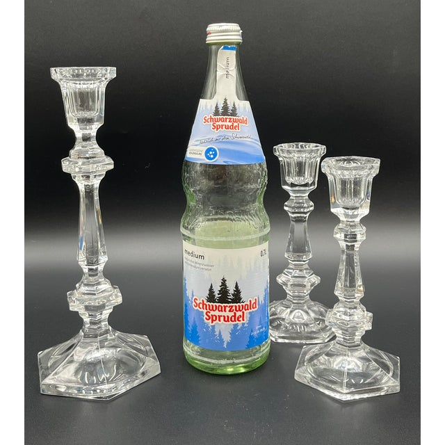 Baccarat Vintage Classic Cut Glass Candleholders from Baccarat, 1950s, Set of 3 For Sale - Image 4 of 16