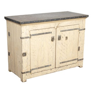 Painted Pine Buffet with Zinc Top and Metal Accents by John Brigham For Sale