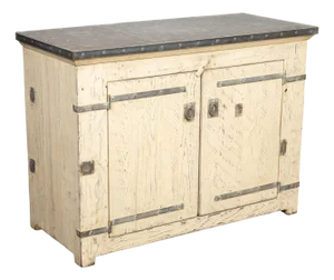 Painted Pine Buffet with Zinc Top and Metal Accents by John Brigham