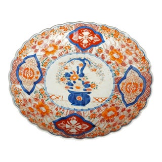 Japanese Meiji Period Imari Oval Bowl With Bonsai Design 19th C For Sale