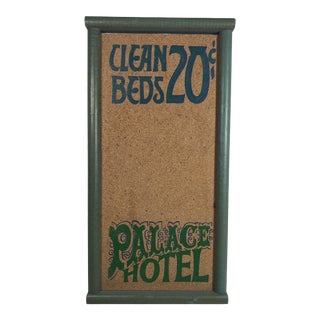 1970s Framed Corkboard 'Palace Hotel' Wall Hanging For Sale