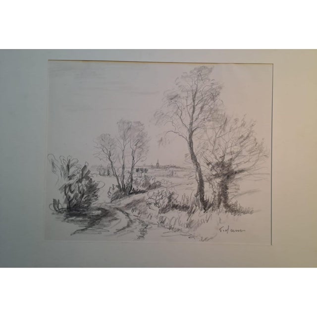 Jean Frélaut, Countryside Landscape, Drawing For Sale