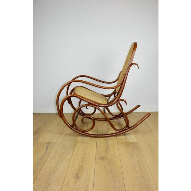 Wood Vintage Brown Rocking Chair by Michael Thonet For Sale - Image 7 of 12