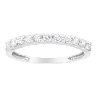 IGI Certified 1/2 Cttw Diamond 10K White Gold Prong Set Fluted Band Style Ring - Size 8 For Sale