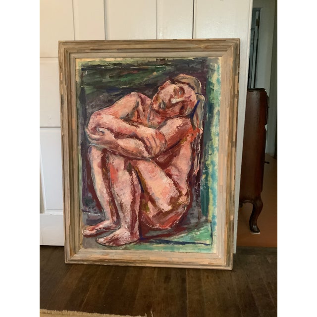 Abstract 1960s Abstract Nude Painting by Emanuel Romano For Sale - Image 3 of 12