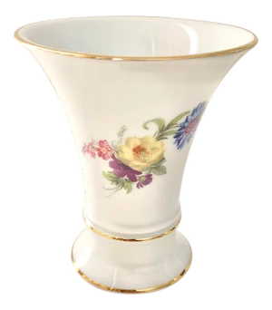 Small Vintage Furstenberg Germany Floral Porcelain Vase With Gilt Rim