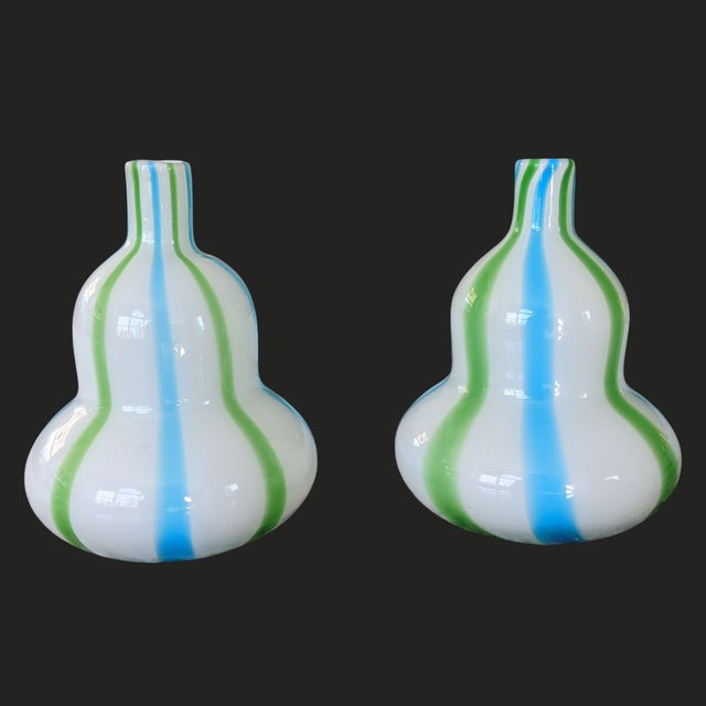 Jonathan Adler Vintage 1990s Murano Glass Style Gourd Vases- A Pair For Sale - Image 4 of 13