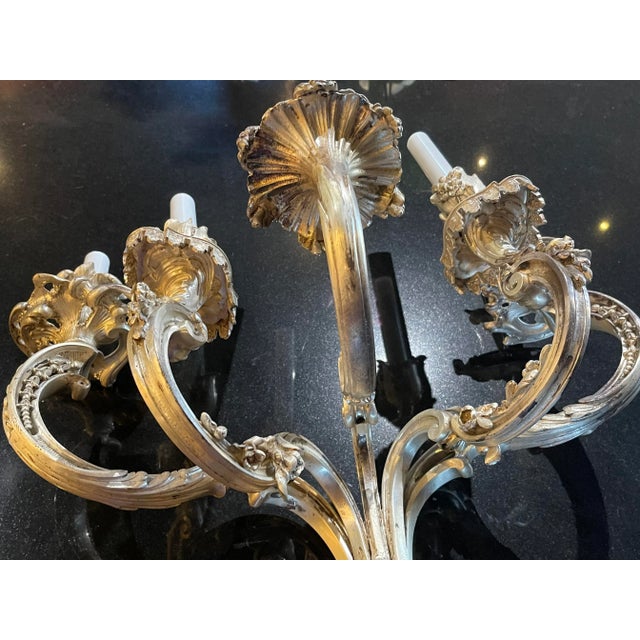 Metal Louis XV Silver Wall Sconce For Sale - Image 7 of 13