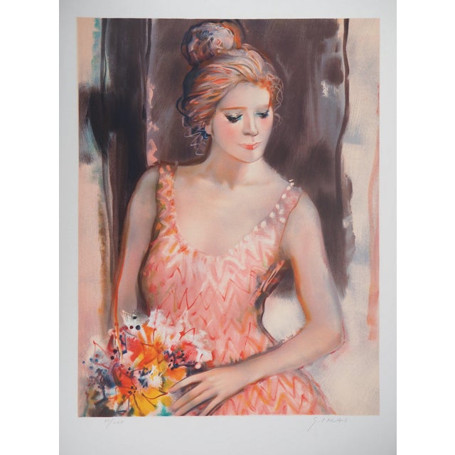 Imai Sachiko, Femme au bouquet, Lithograph For Sale