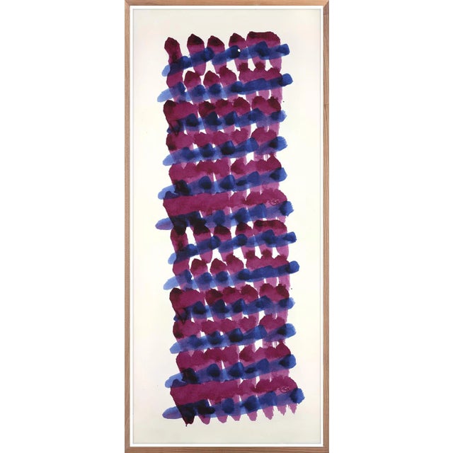 Fuchsia Abstract Indigo Weave Mirror by ZBC House, Framed Art Print, 12x30 For Sale