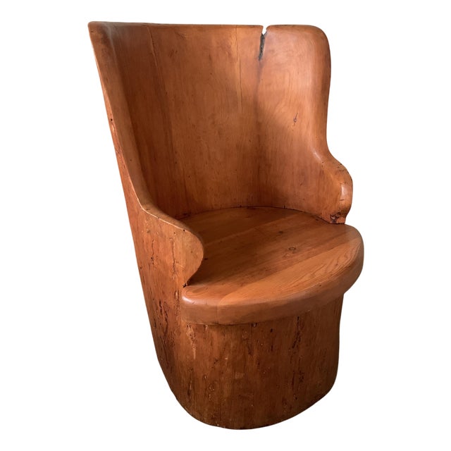 Swedish Pine Log Stump Chair Kubbstol 1970s, 1960s For Sale