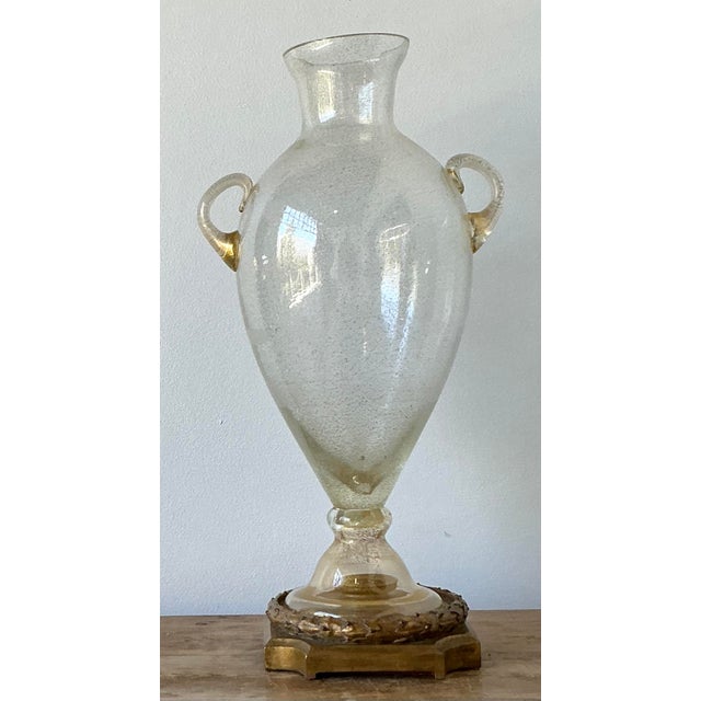Transparent Vintage Boho Murano Glass Large Urn For Sale - Image 8 of 12