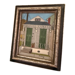 1980s Bluma Klein New Orleans “Shotgun” House Miniature Painting, Signed & Framed